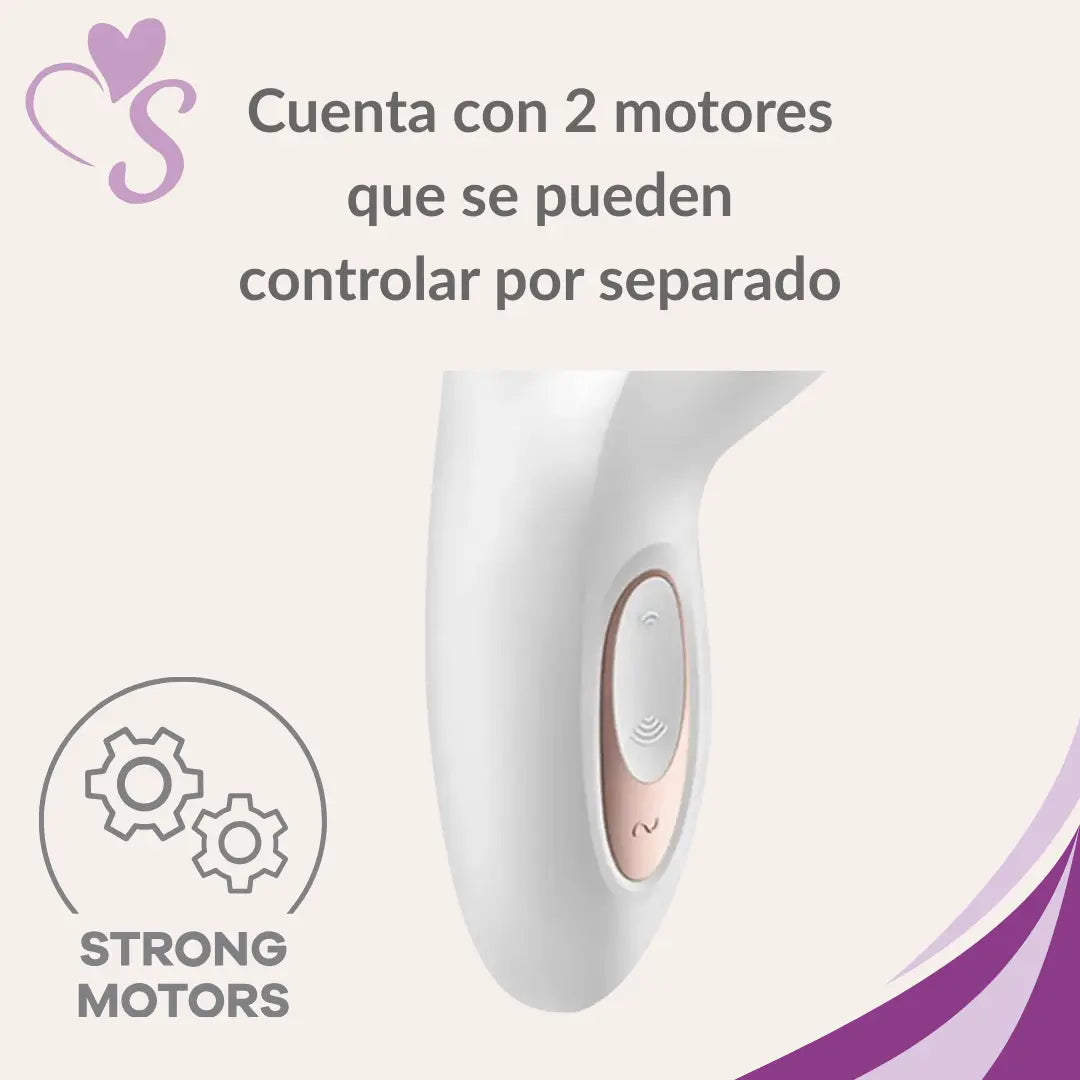 Satisfyer Pro + G-Spot color blanco vista del mango mostrando los botones de vibración con 2 motores controlados por separado